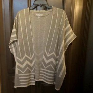 Kim Rogers Gray/White Poncho Sweater